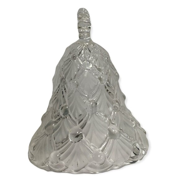 Mikasa WINTER DREAMS  Frosted Crystal Christmas Tree Bell, 5 1/2" Tall, Germany - Picture 2 of 7